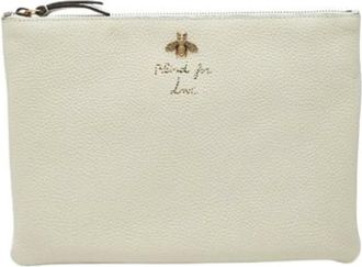 Gucci Pre-owned Clutches, female, Beige, Size: ONE SIZE Pre-owned Leather Clutch