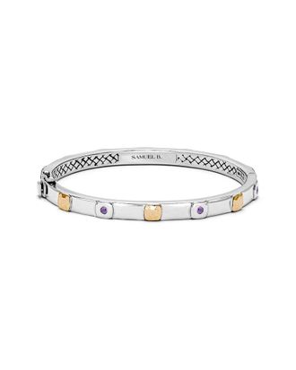 Samuel B. 18K & Silver 0.24 Ct. Tw. Amethyst Bangle Bracelet