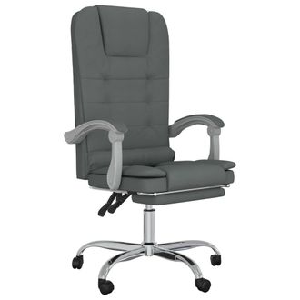 vidaXL Silla De Oficina Reclinable Con Masaje De Tela Gris Oscuro Vidaxl