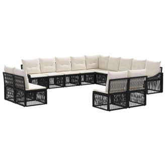 vidaXL Conjunto De Sof&aacute;s De Jard&iacute;n 13 Pcs Negro Rat&aacute;n Sint&eacute;tico Vidaxl