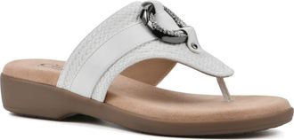 White Mountain Benedict Wedge Thong Sandal in White/Woven at Nordstrom Rack, Size 6.5