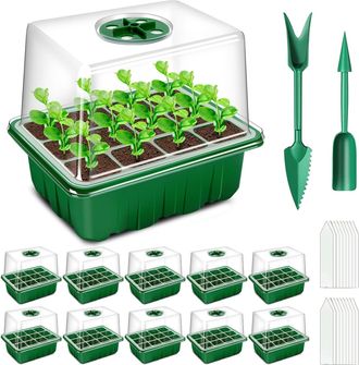 OEM Bandejas Para Semillas, 10 Cajas De Cultivo Con 120 Celdas Cada Una Y Tapas Elevadas, Bandejas Para Semillas Reforzadas, Cajas De Cultivo Con Ventanas