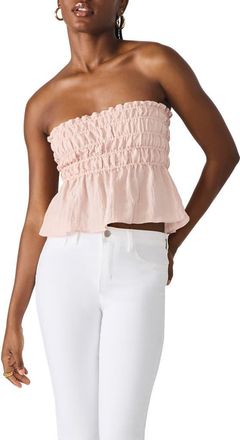 Steve Madden Cambria Strapless Smocked Peplum Top in Rose Frost at Nordstrom, Size X-Large