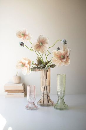 Kalalou Set Of Three Fluted Glass Vases - One Each Color
