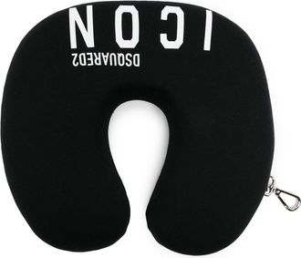 Dsquared2 logo-print cotton travel pillow - men - Cotton - One Size - Black