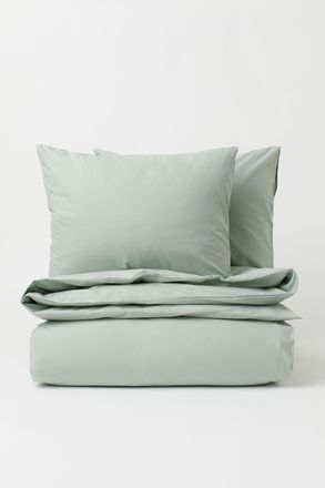 H&M Baumwollbettw&auml;sche f&uuml;r Doppel- und Kingsize-Betten - Salbeigr&uuml;n