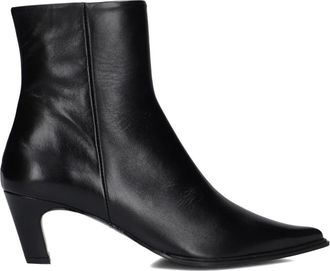 Zinda Zwarte Leren Enkellaarzen voor Dames - Dames - Cowboylaarzen - Zwart - 39 EU - Leer - Schoenen