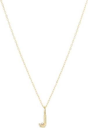 Adina Reyter Groovy Diamond Initial Mini Charm Necklace in Yellow Gold - J at Nordstrom