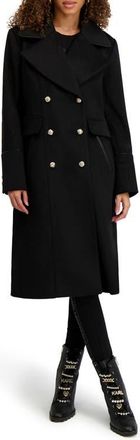 Karl Lagerfeld Double Breasted Wool Blend Coat in Black at Nordstrom, Size X-Small