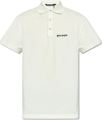 Palm Angels Polo Shirt met Logo - Heren - Polos - Beige - S - Katoen - Tops