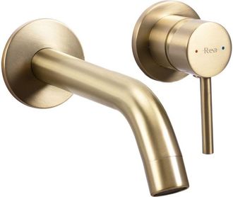 Rea rubinetto lavabo da parete owen gold brush + box