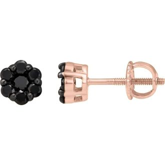 LuvMyJewelry Obsidian 0.35 Cts Black Diamond Cluster Studs 10K Gold Earrings in 10K Rose Gold at Nordstrom
