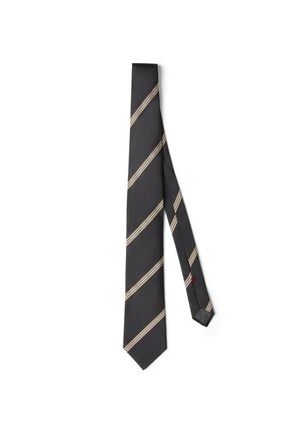 Brunello Cucinelli Regimental stripe silk tie in Anthracite at Nordstrom