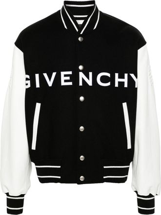 Givenchy logo-emboosed bomber jacket - men - Calf Leather/Cotton/Cupro/Polyamide/Polyester/Wool - 48 - Black