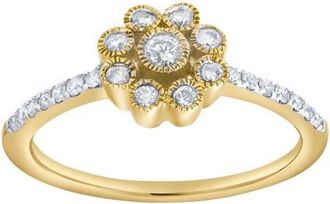 LuvMyJewelry Whispered Petals 0.30 Ct Natural Diamond Floral 10K Gold Ring in 10K Yellow Gold at Nordstrom, Size 7