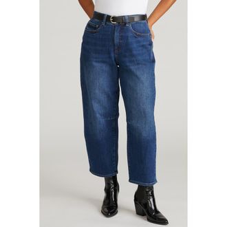 Universal Standard Dakota High Waist Crop Barrel Jeans in Naval Blue Wash at Nordstrom, Size 18W