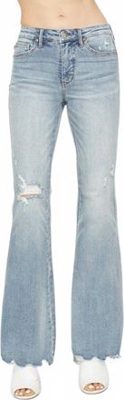 Judy Blue Mid Rise Tummy Control Destroy Flare Jeans In Light Wash