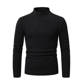 Generic Warm Mens Long Sleeve Jumper - Turtleneck Knitted Casual Solid Colour Soft Comfortable Sweater Chic Versatile Everyday Slim Sweater for Autumn and Win