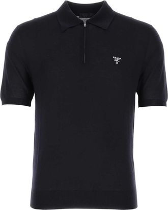 Prada Midnight Blue Logo Zip Polo