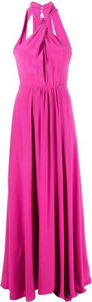 Patrizia Pepe long cut-out silk dress - women - Polyester/Silk - 38 - Pink