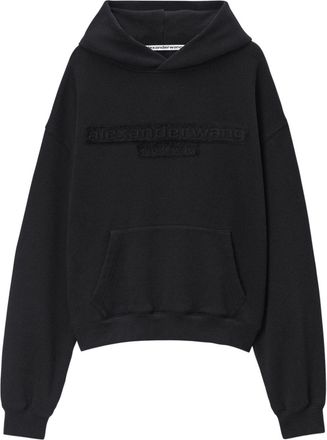 Alexander Wang distressed-logo hoodie - Black