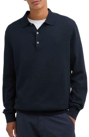 Barbour Long Sleeve Cotton Polo in Navy at Nordstrom, Size Xx-Large