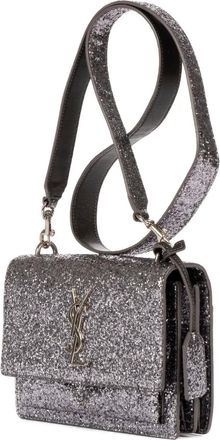 Saint Laurent Borsa a tracolla con glitter 2000 - Argento