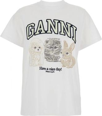 Ganni Dames, Tops, Wit, Maat: XS Katoen