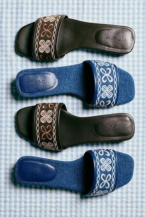 Maeve Embroidered Logo Slide Sandals