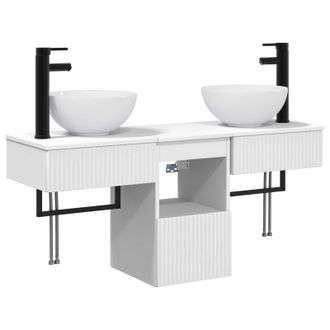 vidaXL Juego De Muebles De Ba&ntilde;o 3 Uds. Blanco Madera De Ingenier&iacute;a Vidaxl
