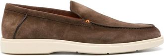 Santoni Bruine Su&egrave;de Amandelteen Loafers - Heren - Loafers - Bruin - 44 EU - Su&egrave;de - Schoenen