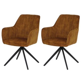 Hhg [nunca Usado] Juego De 2 Sillas De Comedor Hhg-139, Silla De Cocina Con Reposabrazos Giratorios Y Retorno Autom&aacute;tico, Terciopelo De 440 G/m&sup2;, Aspecto 