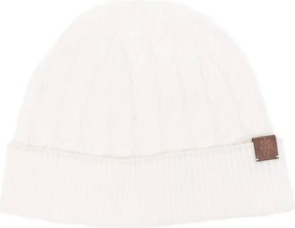 Eleventy Kabelgebreide muts - Beige