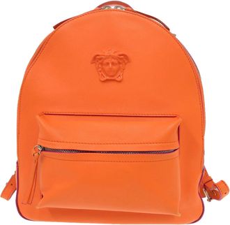 Versace Orange Leather Backpack (Pre-Owned)