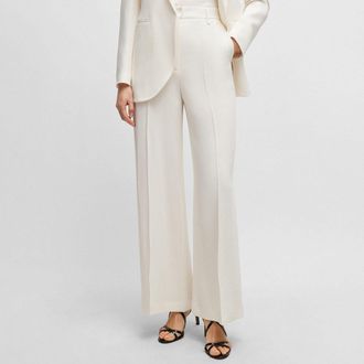 HUGO BOSS Dames Boss Tikela High-Waisted Relaxed-Fit Broek in Wit