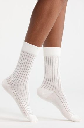 Casa Clara Love Daniella Waffle Crew Socks in White at Nordstrom