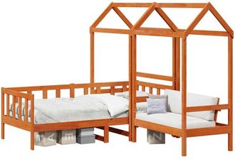 vidaXL Juego De Cama De D&iacute;a 3 Pcs Marr&oacute;n Cera Madera De Pino Macizo Vidaxl