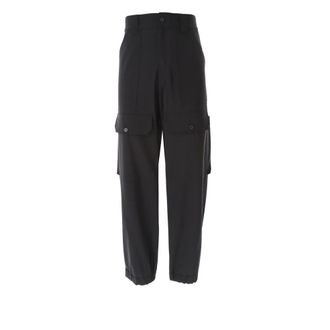 Msgm Wide Trousers, male, Black, Size: XL Cargo Trouser