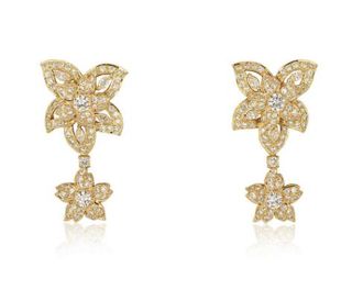Bespoke Yellow Gold Diamond Flower Drop Earrings