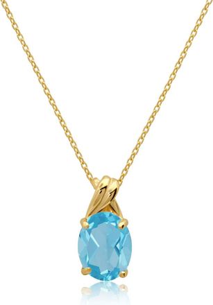MAX + STONE 14k Yellow or White Gold Gemstone Oval Pendant Necklace with Drop Twist Setting