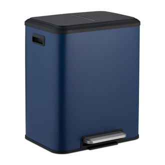 Relaxdays Relaxdays - Cubo De Basura Cocina, 2 X 15 L, Papeleras Internas Extra&iacute;bles, Reciclaje, Cierre Suave Y Pedal, Azul