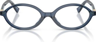 Miu Miu 0mu 01xv Translucent Acetate Oval Frame Eyeglasses