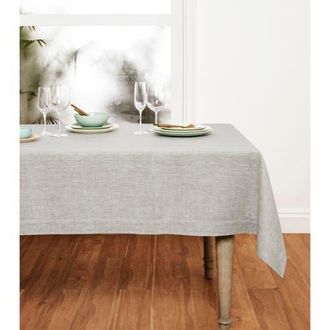 Solino Home Linen Tablecloth for Dining Table, Holiday and Everyday Dining Table Decor - Athena in Oyster Grey at Nordstrom, Size Xx-Small