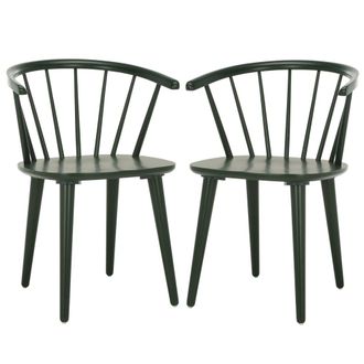 Safavieh Set de 2 sillas auxiliares en madera de caucho verde