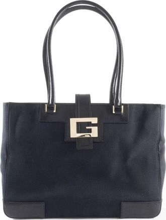 Gucci Black Canvas Leather Tote Bag (Pre-Owned)