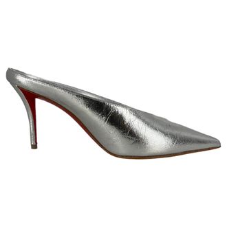 Christian Louboutin Christian Louboutin Miss Z 80 metallic muiltjes in zilverkleurig leer