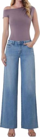 Flying Monkey Mid Rise Raw Hem Wide Legs Jeans In Red