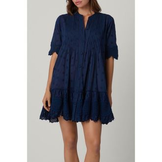 Shoshanna Milos Eyelet Mini Dress Cover Up in Navy at Nordstrom, Size X-Small