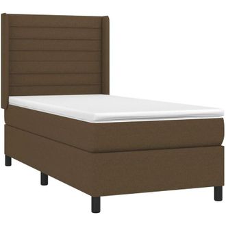 vidaXL Vidaxl - Cama Box Spring Con Colch&oacute;n Tela Marr&oacute;n Oscuro 80x200 Cm
