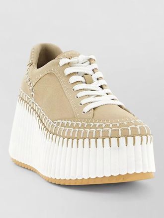 Chlo&eacute; nama platform sneakers round toe design